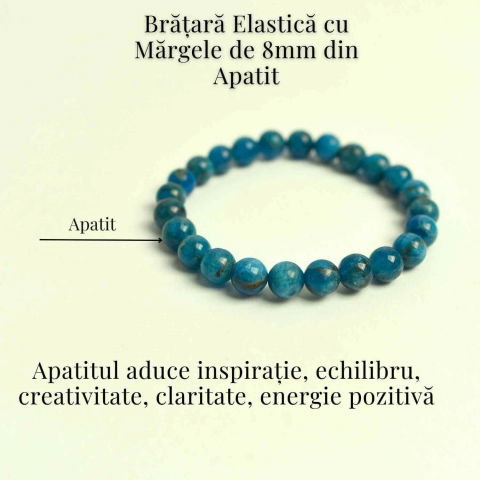 Bratara elastica 8mm din Apatit Albastru – Creativitate si claritate mentala [2]