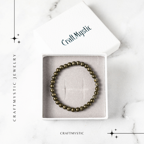 Bratara Elastica cu Margele Naturale de Pirita 6mm pentru Prosperitate si Protectie [6]