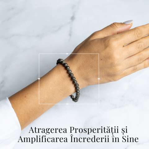 Bratara Elastica cu Margele Naturale de Pirita 6mm pentru Prosperitate si Protectie [1]