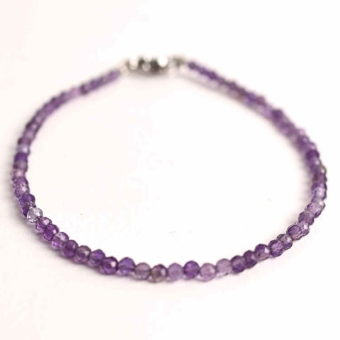 Fecioara - Bratara cu margele 2-3 mm ametist fatetat natural pentru calm si claritate mentala