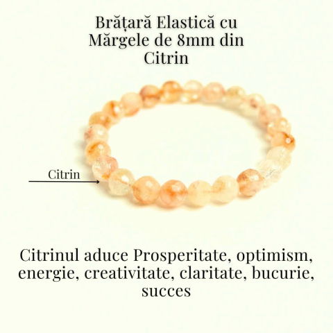 Bratara Elastica Radianta cu Citrin Fatetat 8mm – Energie si Prosperitate [2]