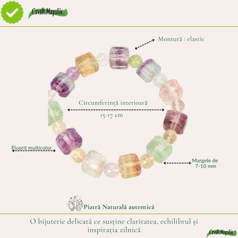 Bratara cu Fluorit Multicolor Natural – Echilibru si Claritate Interioara [3]