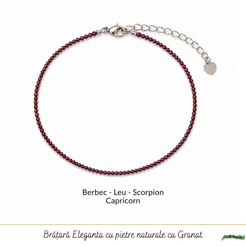 Bratara eleganta cu Granat Natural Fatetat 2 mm – Pasiune si Eleganta Delicata [4]