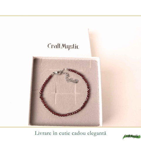 Bratara eleganta cu Granat Natural Fatetat 2 mm – Pasiune si Eleganta Delicata [5]