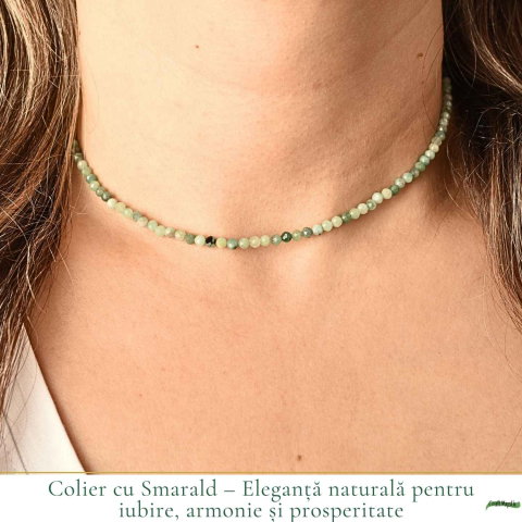 Colier Fin la Baza Gatului Tip Choker cu Smarald Fatetat 3 mm – Prosperitate si Eleganta Naturala [1]