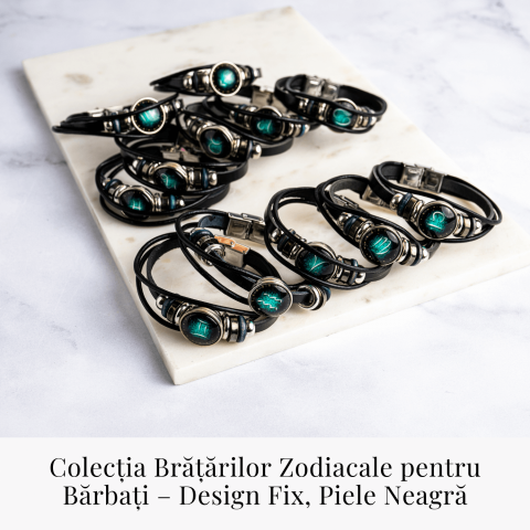 Bratara Zodiacala ajustabila din Piele Sintetica cu Cabochon Rotund – Simbol Astrologic Personalizat pentru Energie si Identitate Astrala [8]