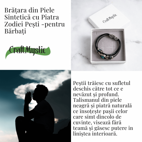 Bratara Zodiacala ajustabila din Piele Sintetica cu Cabochon Rotund – Simbol Astrologic Personalizat pentru Energie si Identitate Astrala [5]