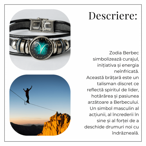 Bratara Zodiacala ajustabila din Piele Sintetica cu Cabochon Rotund – Simbol Astrologic Personalizat pentru Energie si Identitate Astrala [3]