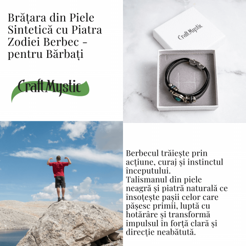 Bratara Zodiacala ajustabila din Piele Sintetica cu Cabochon Rotund – Simbol Astrologic Personalizat pentru Energie si Identitate Astrala [5]