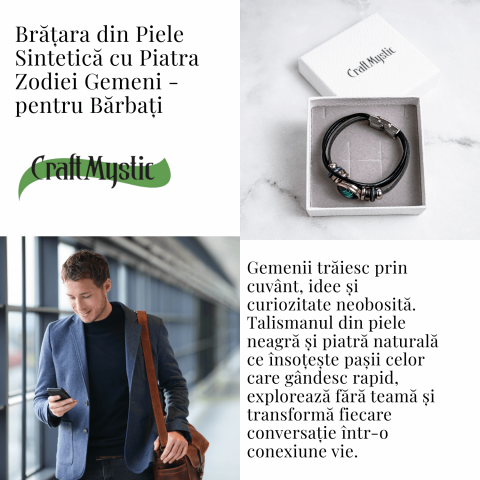 Bratara Zodiacala ajustabila din Piele Sintetica cu Cabochon Rotund – Simbol Astrologic Personalizat pentru Energie si Identitate Astrala [5]