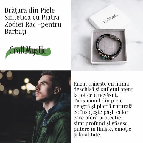 Bratara Zodiacala ajustabila din Piele Sintetica cu Cabochon Rotund – Simbol Astrologic Personalizat pentru Energie si Identitate Astrala [4]