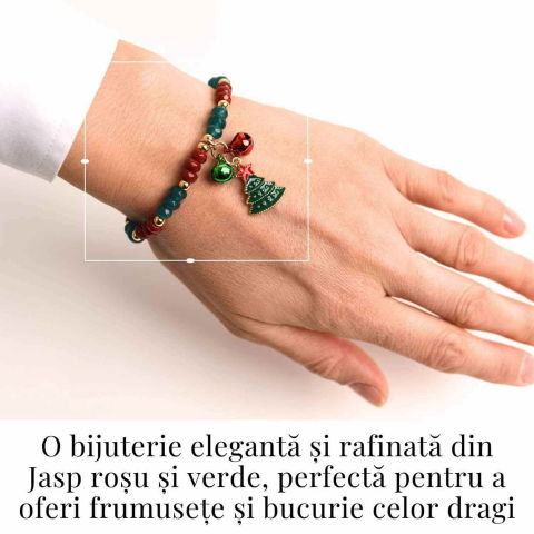 Bratara naturala Jasp rosu, verde fatetat - cadou unic festiv [1]