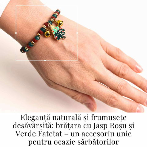 Bratara Jasp Rosu, Verde cu Bradut si Clopotei – Protectie si Echilibru [6]