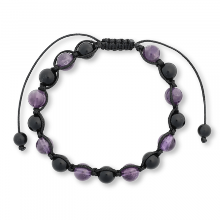 Bratara Reglabila cu Obsidian si Ametist 8mm - Protectie si Liniste Interioara [7]