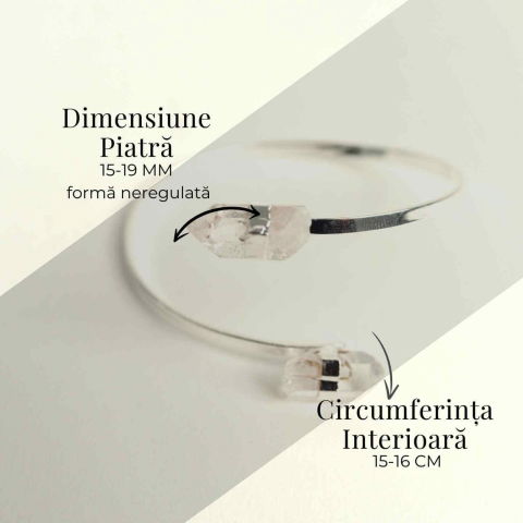 Bratara Metalica Argintie cu Dublu Cristal de Stanca, Claritate si Energie [3]
