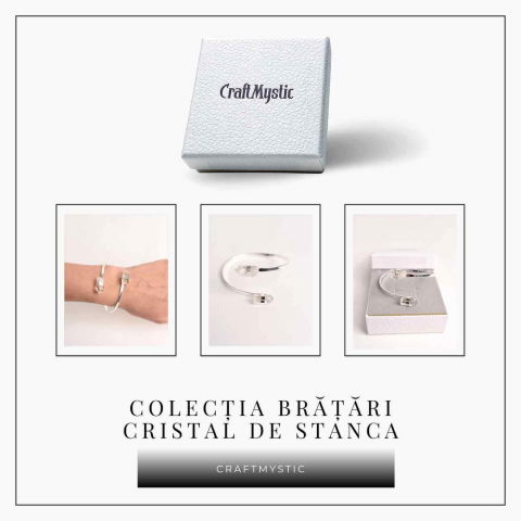 Bratara Metalica Argintie cu Dublu Cristal de Stanca, Claritate si Energie [7]