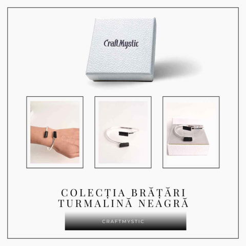 Bratara Metalica Argintie cu Dublu Turmalina, Protectie si Echilibru [7]