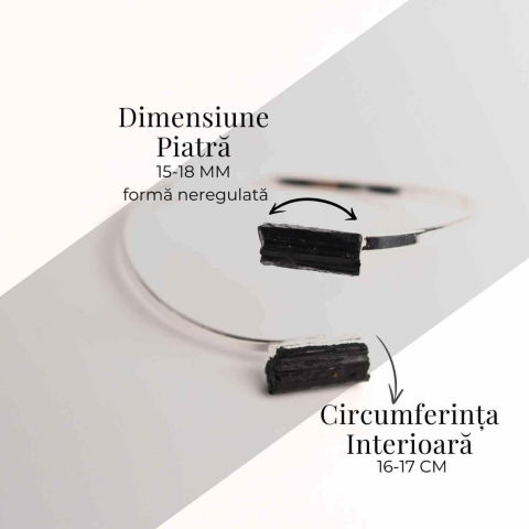 Bratara Metalica Argintie cu Dublu Turmalina, Protectie si Echilibru [5]