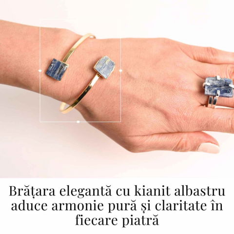 Bratara Metalica Aurie cu Dublu Kianit (cianit) Albastru, Claritate si Armonie [1]