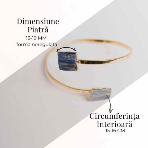 Bratara Metalica Aurie cu Dublu Kianit (cianit) Albastru, Claritate si Armonie [5]