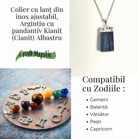 Colier argintiu cu pandantiv Kianit (Cianit) albastru – Echilibru si Conexiune Spirituala [4]