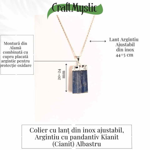 Colier argintiu cu pandantiv Kianit (Cianit) albastru – Echilibru si Conexiune Spirituala [3]