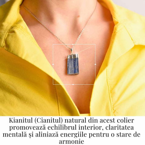 Colier argintiu cu pandantiv Kianit (Cianit) albastru – Echilibru si Conexiune Spirituala [1]