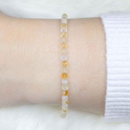 Bratara Eleganta cu Margele 3mm Citrin Fateta cu Bila Stralucitoare Pentru Incredere in sine, Revigorare [2]