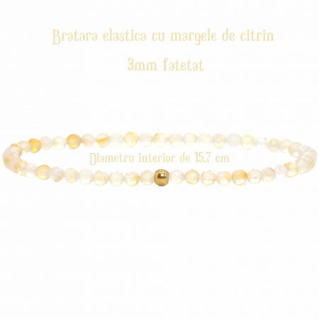 Bratara Eleganta cu Margele 3mm Citrin Fateta cu Bila Stralucitoare Pentru Incredere in sine, Revigorare [1]