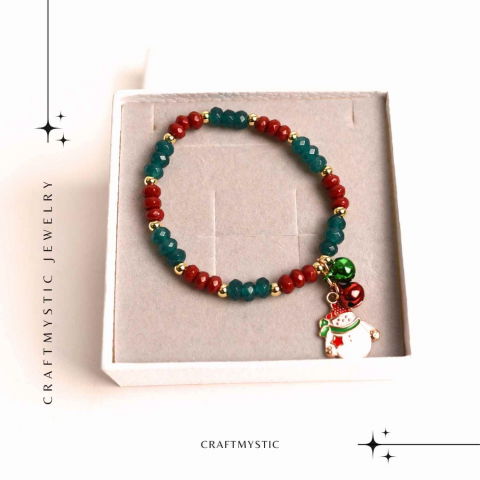 Bratara naturala Jasp rosu, verde fatetat - cadou unic festiv [5]