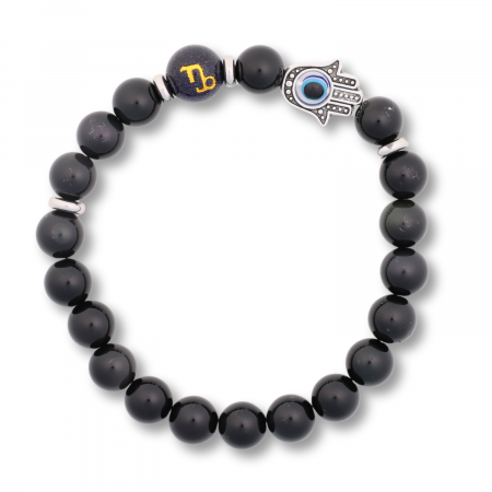  Bratara pentru Zodii cu Margele de Obsidian, Pandantiv Mana Fatimei si Ochiul "Rau" [56]