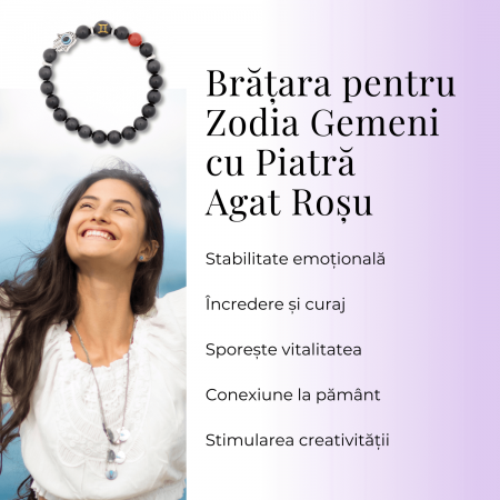  Bratara pentru Zodii cu Margele de Obsidian, Pandantiv Mana Fatimei si Ochiul "Rau" [22]