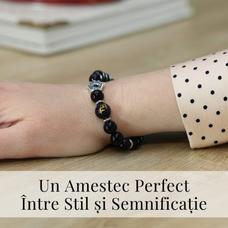  Bratara pentru Zodii cu Margele de Obsidian, Pandantiv Mana Fatimei si Ochiul "Rau" [61]