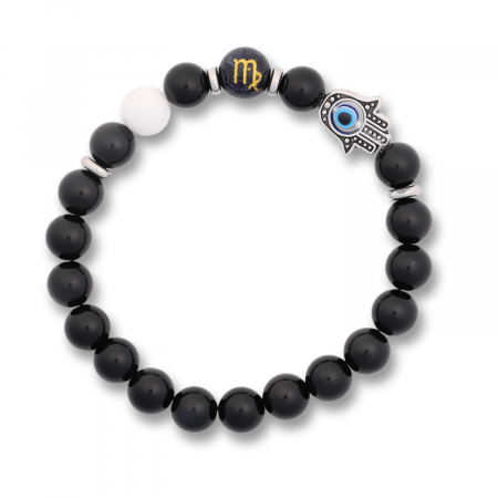 Bratara pentru Zodii cu Margele de Obsidian, Pandantiv Mana Fatimei si Ochiul "Rau" [96]