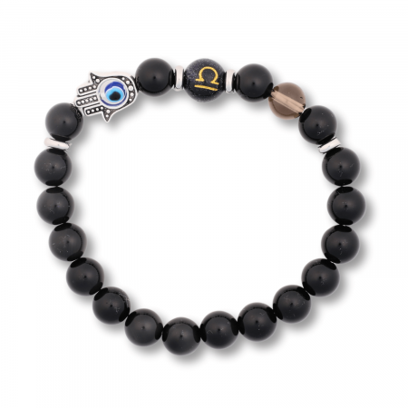  Bratara pentru Zodii cu Margele de Obsidian, Pandantiv Mana Fatimei si Ochiul "Rau" [80]