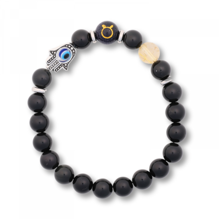  Bratara pentru Zodii cu Margele de Obsidian, Pandantiv Mana Fatimei si Ochiul "Rau" [8]