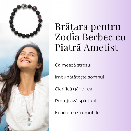  Bratara pentru Zodii cu Margele de Obsidian, Pandantiv Mana Fatimei si Ochiul "Rau" [5]