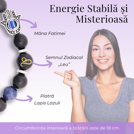  Bratara pentru Zodii cu Margele de Obsidian, Pandantiv Mana Fatimei si Ochiul "Rau" [91]