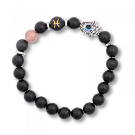  Bratara pentru Zodii cu Margele de Obsidian, Pandantiv Mana Fatimei si Ochiul "Rau" [72]