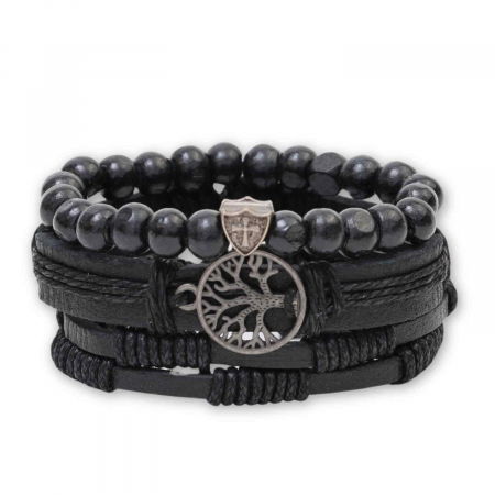 Fecioara - Set 3 Brățări Inedite cu Arborele Vieții si piele sintetica – Stil și Protecție pentru Orice Ocazie