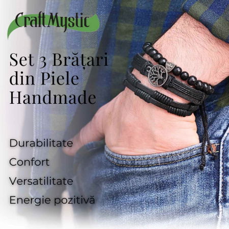 Set 3 Brățări Inedite cu Arborele Vieții si piele sintetica – Stil și Protecție pentru Orice Ocazie [3]