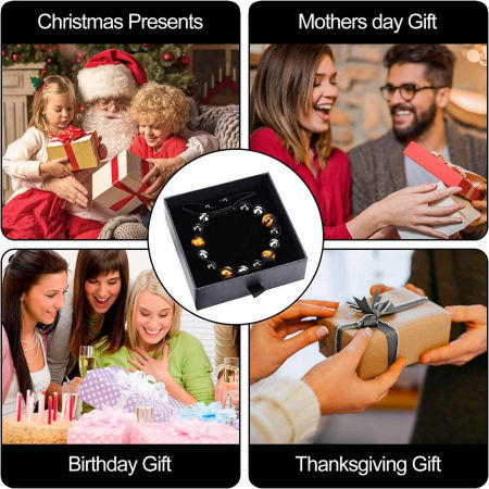 Bratara reglabila cu tripla protectie din obsidian negru, ochi de tigru si hematit 10 mm - bratara feng shui pentru protectie, noroc si prosperitate [5]