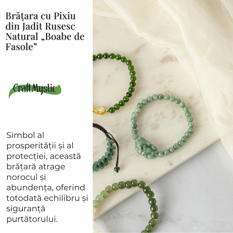 Bratara din Jadit Rusesc Natural cu Pixiu – Protectie si Abundenta [2]