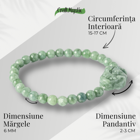 Bratara din Jadit Rusesc Natural cu Pixiu – Protectie si Abundenta [3]