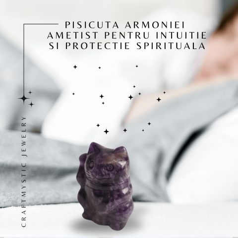 Pisicuta armoniei – Ametist pentru Intuitie si Protectie Spirituala 5 cm inaltime [6]
