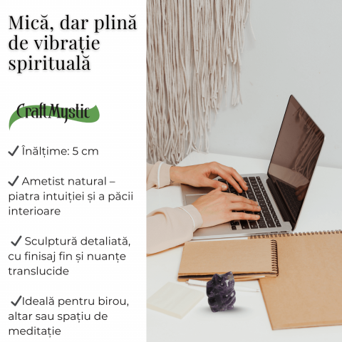 Pisicuta armoniei – Ametist pentru Intuitie si Protectie Spirituala 5 cm inaltime [2]