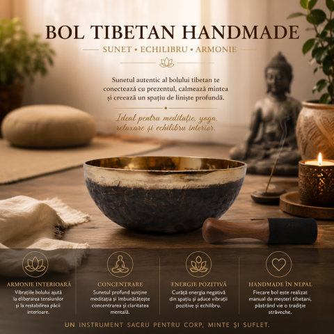 Bol Tibetan Handmade din Cupru 20.5 cm – Relaxare, Armonie si Meditație [3]