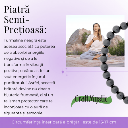 Bratara Elastica cu Margele de Turmalina Neagra de 6mm – Talisman Protector si Stilat [5]