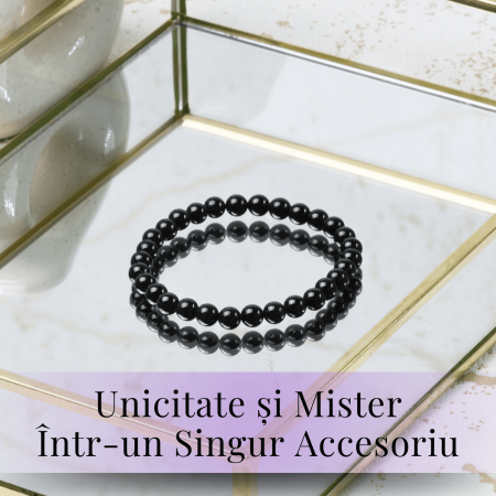Bratara Elastica cu Margele de Turmalina Neagra de 6mm – Talisman Protector si Stilat [3]