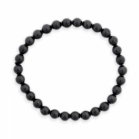 Cristale pentru zodii - Bratara Elastica cu Margele de Turmalina Neagra de 6mm – Talisman Protector si Stilat